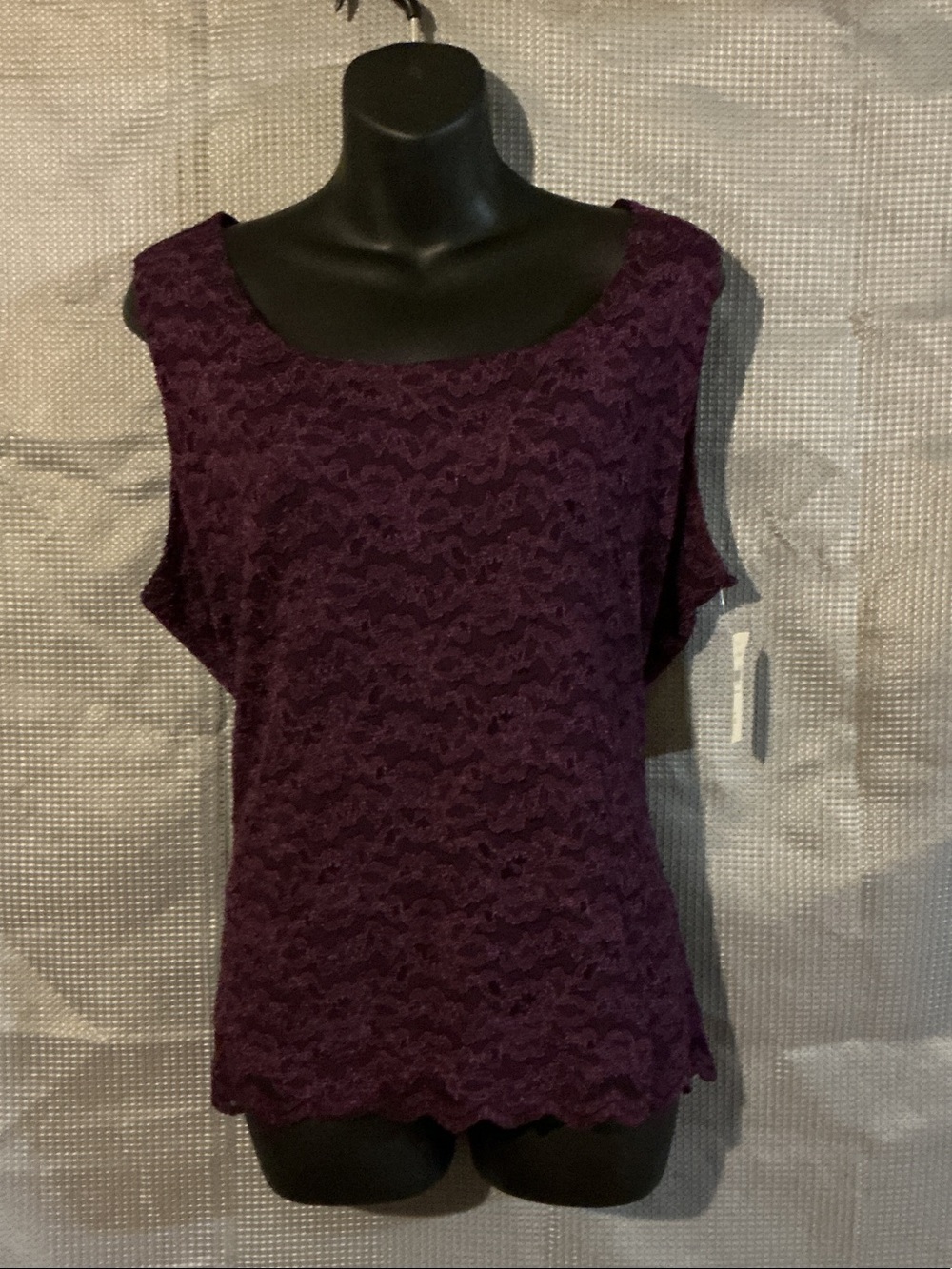 Coldwater Creek Deep Purple Lace Cold-Shoulder Top